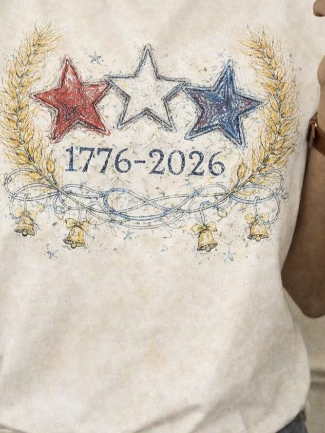 Women Star Short Sleeve Tee T-shirt Crew Neck Printing Casual Graphic Tee Summer Top